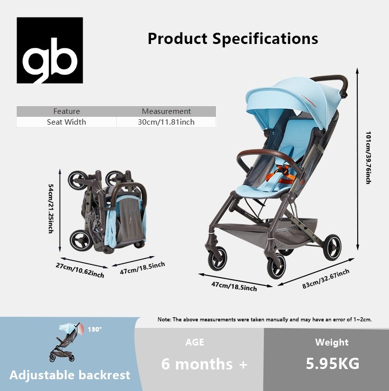 جي بي عربة أطفال خفيفة الوزن للسفر من جود بيبي فلام بلس، صغيرة الحجم ومناسبة للسفر بالطائرة، قابلة للطي بيد واحدة، لون أصفر - Image 4